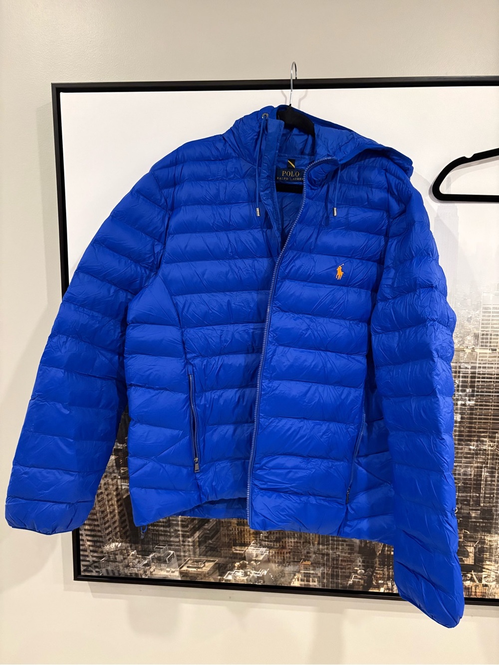 Polo by Ralph Lauren Men’s Royal Blue Hooded Puffer Jacket